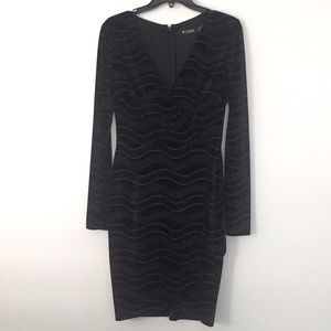 Guess Black Velvet Sparkly Bodycon Dress